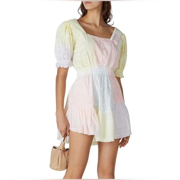 LoveShackFancy- Tomasina Puff Sleeve Mini Dress. Size M - Picture 1 of 8